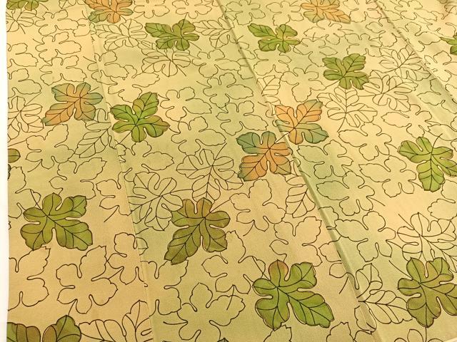 平和屋着物■上質な小紋 手描き 草葉文 暈し染め 正絹 逸品 BAAW4655hv