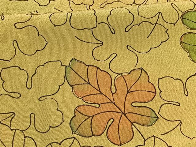 平和屋着物■上質な小紋 手描き 草葉文 暈し染め 正絹 逸品 BAAW4655hv