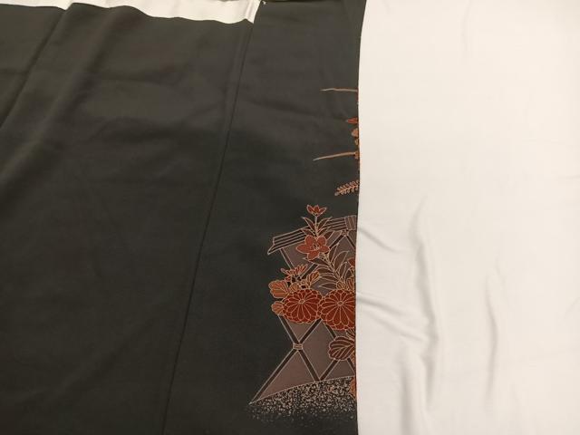 平和屋着物■豪華黒留袖 駒刺繍 本草木染 籬草花文 金彩 無落款 正絹 逸品 BAAW4705hv