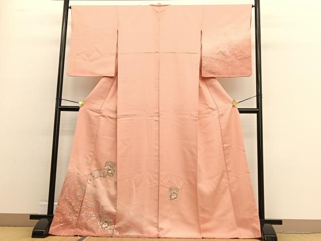 平和屋着物■中国三大刺繍 スワトウ刺繍 訪問着 貝桶花絵巻文 暈し染め 金銀彩 正絹 逸品 BAAW4718hv