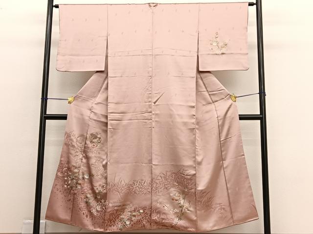 平和屋着物■中国三大刺繍 スワトウ相良刺繍 訪問着 草花文 金銀彩 正絹 逸品 BAAW4720hv