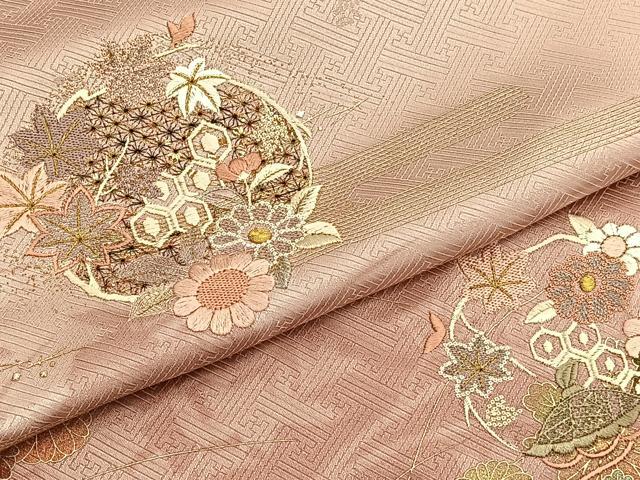 平和屋着物■中国三大刺繍 スワトウ相良刺繍 訪問着 草花文 金銀彩 正絹 逸品 BAAW4720hv