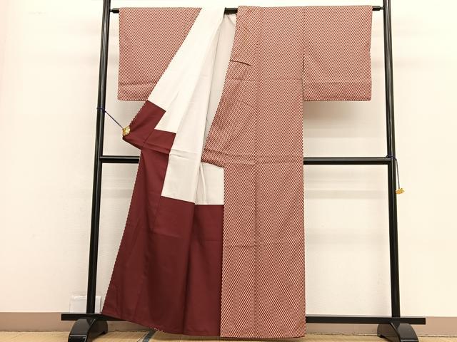 平和屋着物■上質なお召 矢羽文様 正絹 逸品 BAAW4733hv