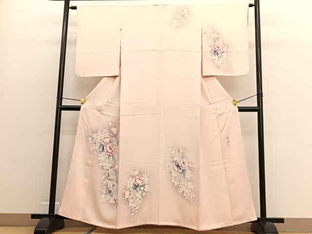 平和屋着物■訪問着 作家物 手描き 草花文 暈し染め 正絹 逸品 BAAW4737hv
