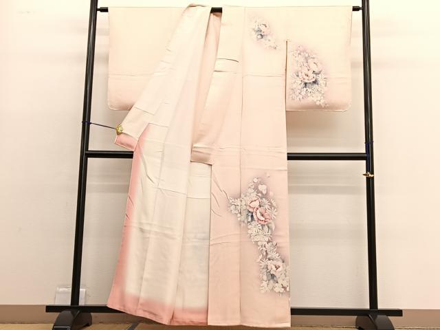 平和屋着物■訪問着 作家物 手描き 草花文 暈し染め 正絹 逸品 BAAW4737hv