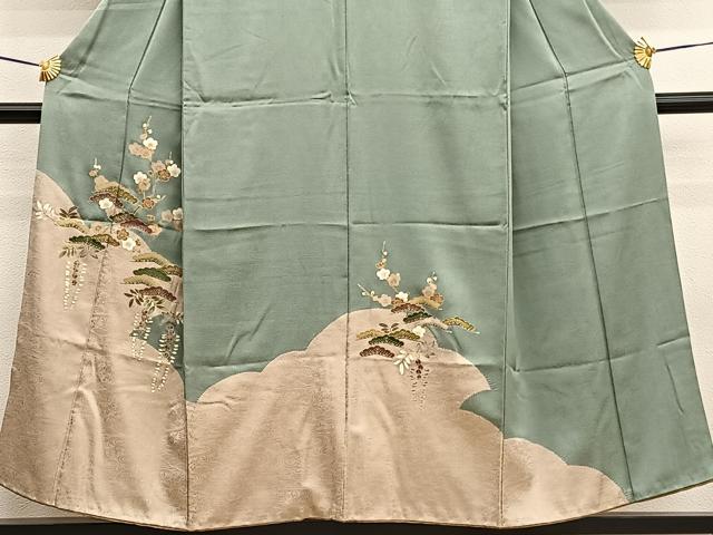 平和屋着物■訪問着 駒刺繍 絞り 雲取り松梅文 金彩 正絹 逸品 BAAW4746hv