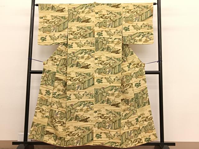 平和屋着物■上質な小紋 手描き 風景文 正絹 逸品 BAAW4773hv