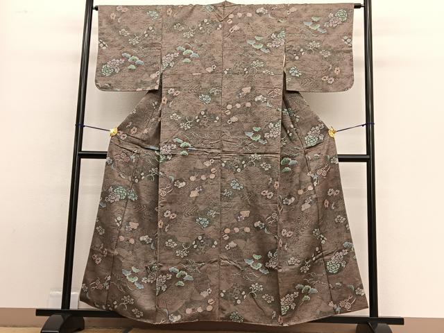 平和屋着物■上質な小紋 手描き 地紙花文 正絹 逸品 未使用 BAAW4796hv