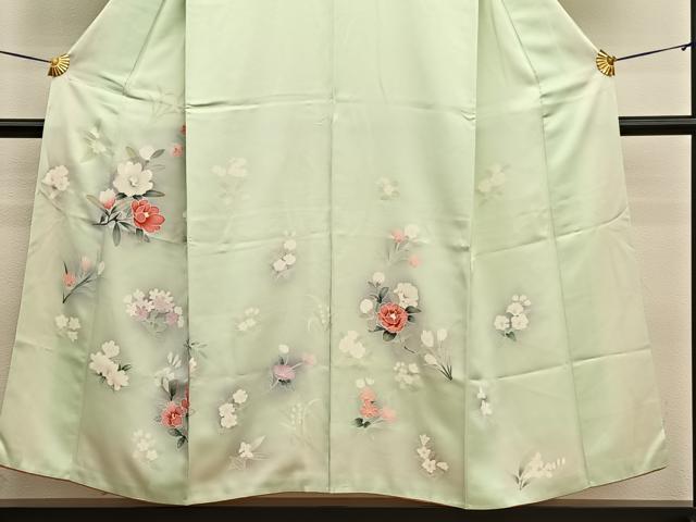 平和屋着物■訪問着 刺繍 椿 暈し染め 正絹 逸品 BAAW4799hv