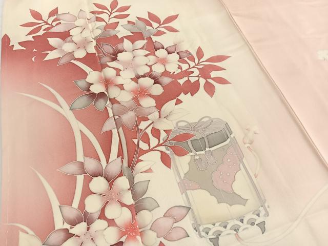 平和屋着物■訪問着 貝桶枝花文 暈し染め 正絹 逸品 BAAW4808hv