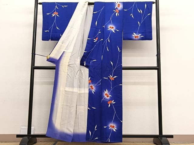平和屋着物■上質な小紋 手描き 枝花文 蛍暈し 正絹 逸品 BAAW4815hv