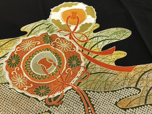 平和屋着物■豪華黒留袖 駒刺繍 鏡裏文 金彩 正絹 逸品 BAAW4817hv