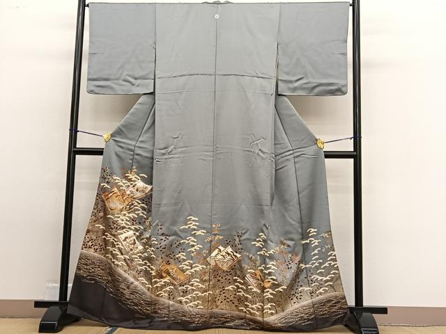 平和屋着物■豪華色留袖 駒刺繍 冊子花蝶文 暈し染め 金彩 ますいわ扱い 正絹 逸品 BAAW4818hv