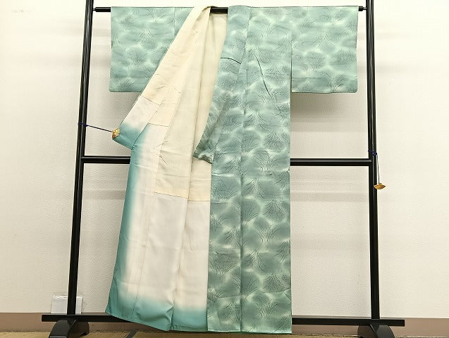 平和屋着物■上質な小紋 手描き 流水草葉文 暈し染め 正絹 逸品 BAAW4820hv