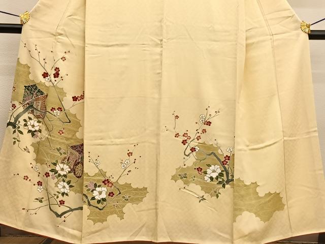 平和屋着物■訪問着 駒刺繍 御所車流水花文 正絹 逸品 BAAW4826hv
