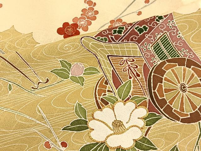 平和屋着物■訪問着 駒刺繍 御所車流水花文 正絹 逸品 BAAW4826hv