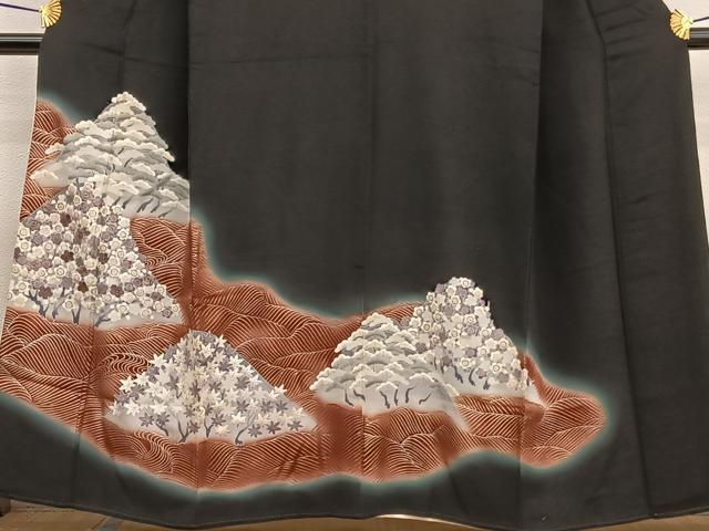 平和屋着物■豪華黒留袖 刺繍 浜松梅文 暈し染め 金彩 正絹 逸品 BAAW4846hv