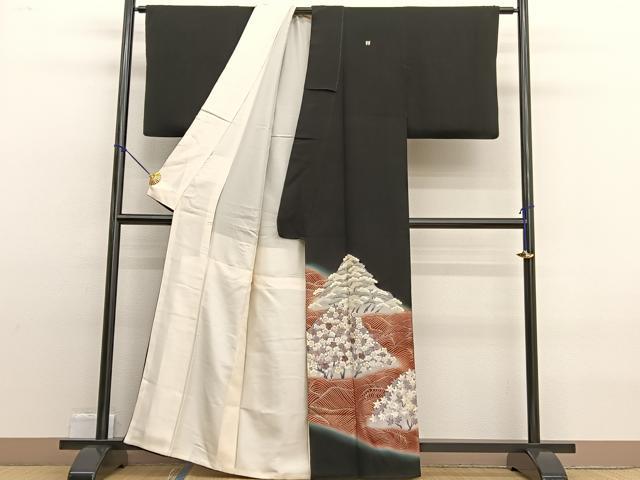 平和屋着物■豪華黒留袖 刺繍 浜松梅文 暈し染め 金彩 正絹 逸品 BAAW4846hv