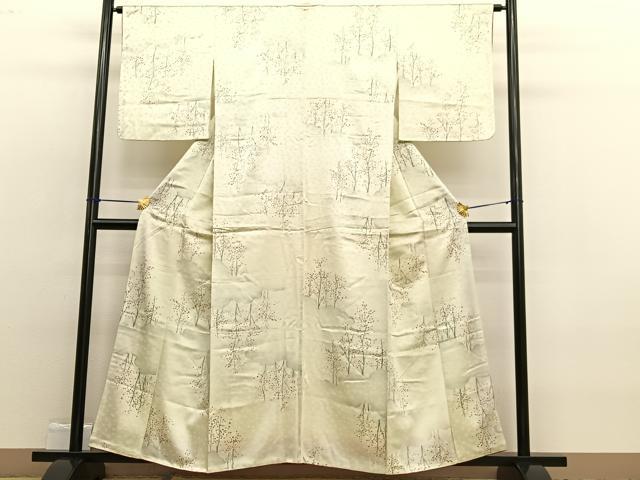 平和屋着物■上質な小紋 手描き 雲取り樹木文 暈し染め 正絹 逸品 BAAW4847hv