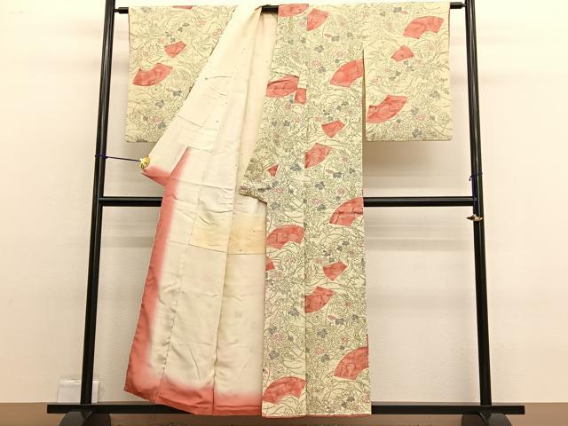 平和屋着物■上質な小紋 手描き 地紙花文 金彩 正絹 逸品 BAAW4849hv