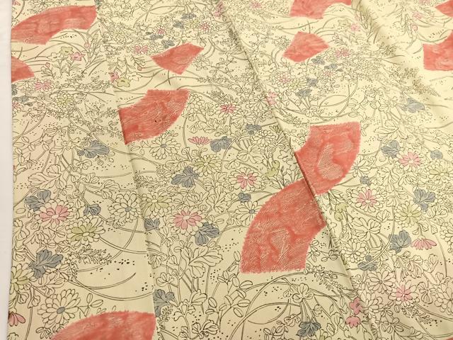 平和屋着物■上質な小紋 手描き 地紙花文 金彩 正絹 逸品 BAAW4849hv