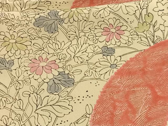 平和屋着物■上質な小紋 手描き 地紙花文 金彩 正絹 逸品 BAAW4849hv