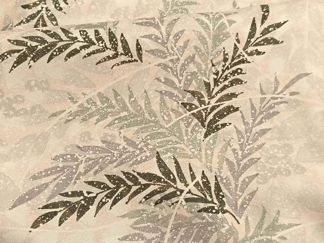 平和屋着物■上質な小紋 紬地 草葉文 正絹 逸品 BAAW4858hv