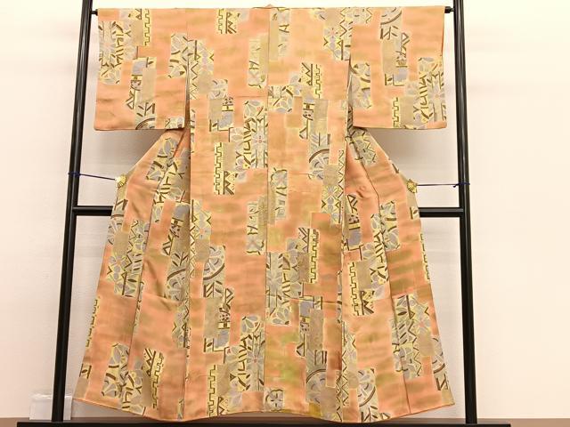 平和屋着物■上質な小紋 短冊飾花文 暈し染め 正絹 逸品 BAAW4860hv