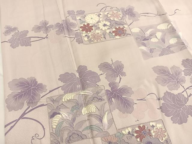 平和屋着物■中国三大刺繍 相良刺繍 訪問着 色紙花文 正絹 逸品 BAAW4886hv