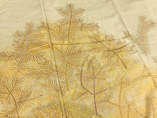 平和屋着物■色留訪問着 刺繍 若松葉 金彩 正絹 逸品 BAAW4914hv