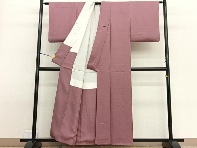 平和屋着物■上質な色無地 紋意匠 蘇芳香色 正絹 逸品 BAAW4954hv