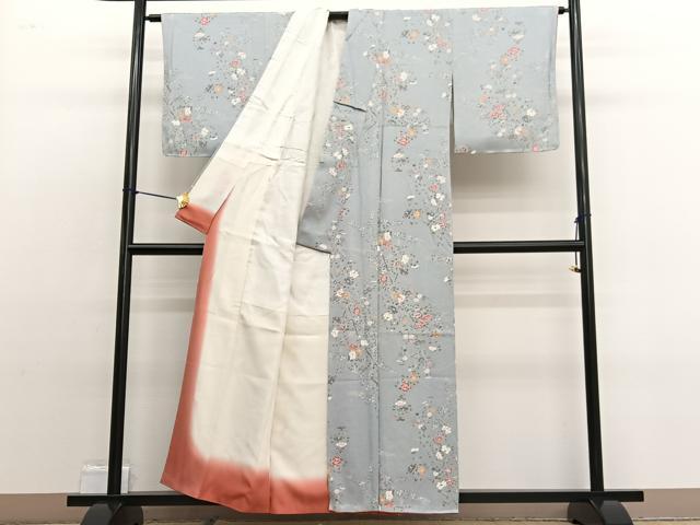 平和屋着物■上質な小紋 枝花文 たたき染め 正絹 逸品 未使用 BAAW4969hv