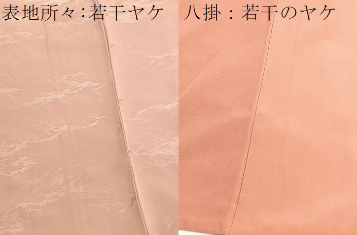 平和屋着物■上質な色無地 立波地紋 珊瑚色 正絹 逸品 BAAW4981hv