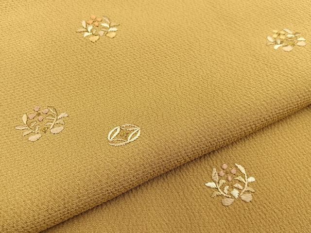 平和屋着物●訪問着 総刺繍 七宝花文 金糸 鬼しぼ縮緬 正絹 逸品 BAAW5001hj