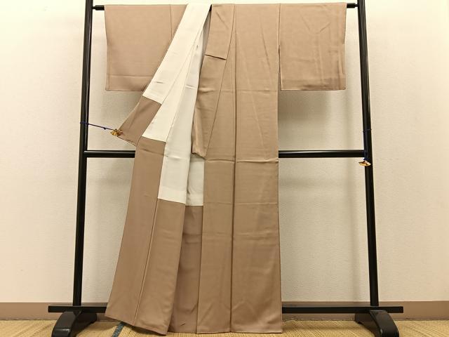 平和屋着物●上質な色無地 枯色 正絹 逸品 BAAW5003hj