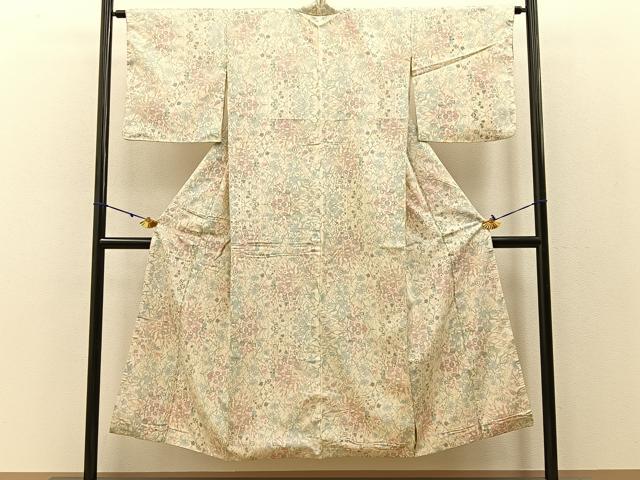 平和屋着物●本場大島紬 白大島 7マルキ 枝垂れ桜 証紙付き 正絹 逸品 BAAW5011hj