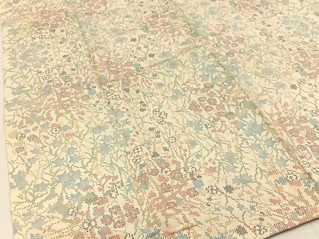 平和屋着物●本場大島紬 白大島 7マルキ 枝垂れ桜 証紙付き 正絹 逸品 BAAW5011hj