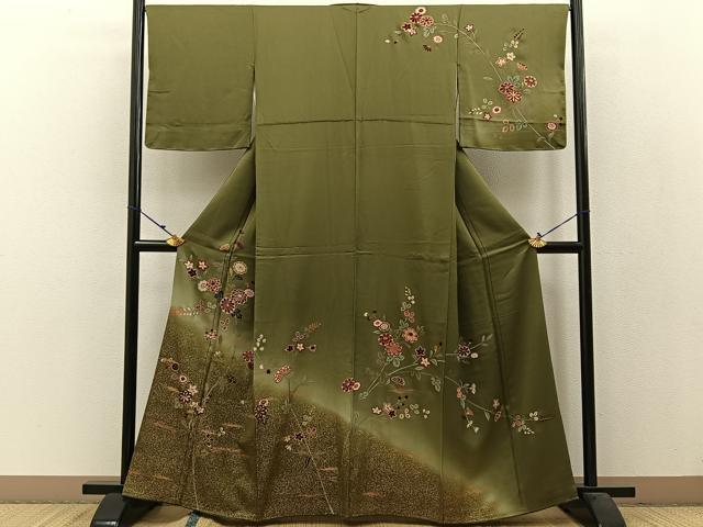 平和屋着物●訪問着 草花文 暈し染め 金彩 正絹 逸品 BAAW5015hj