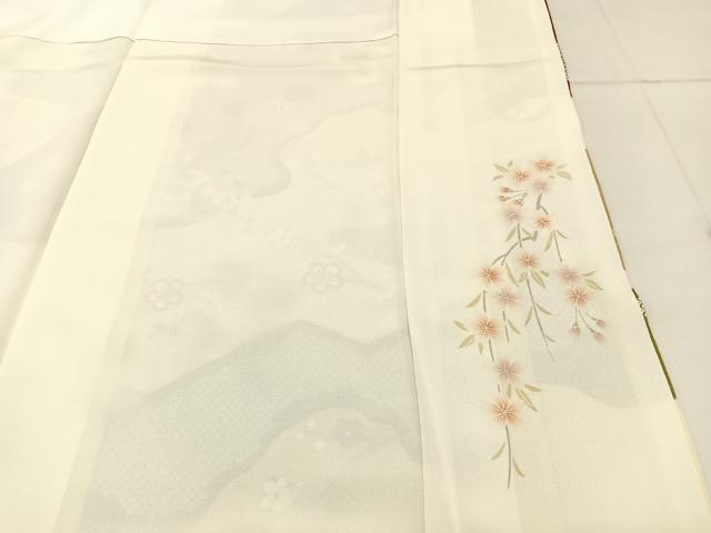 平和屋着物●十日町 名門青柳謹製 訪問着 駒刺繍 重ね山鹿の子枝花文 金彩 京都きもの友禅扱い ロング丈 正絹 逸品 未使用 BAAW5017hj