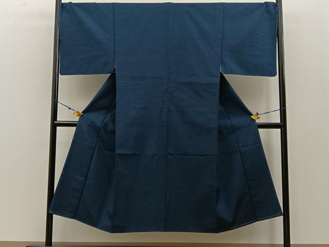 平和屋着物●男性 紬 色無地 高麗納戸色 正絹 逸品 未使用 BAAW5021hj