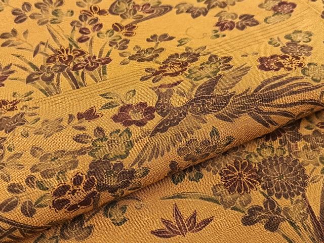 平和屋着物●結城紬 花園小紋 流水花鳥文 証紙付き 正絹 逸品 BAAW5024hj