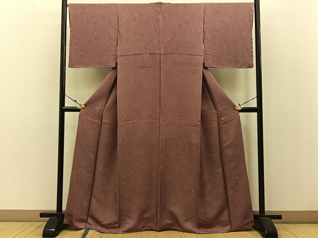 平和屋着物●上質な色無地 辻が花地紋 洗朱色 正絹 逸品 未使用 BAAW5027hj