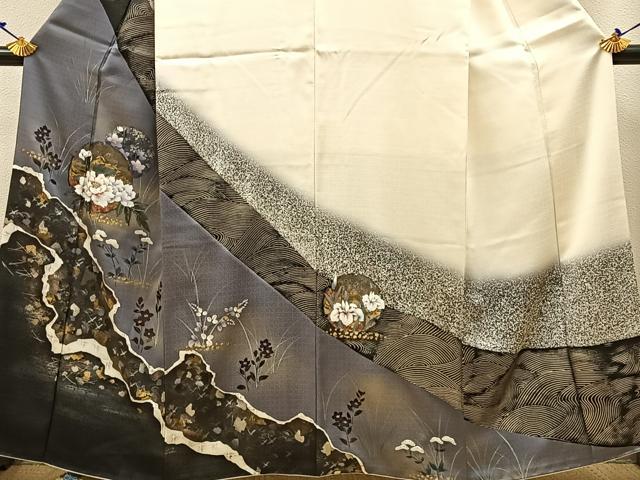 平和屋着物●訪問着 雪輪花文 暈し染め 金銀彩 正絹 逸品 BAAW5028hj
