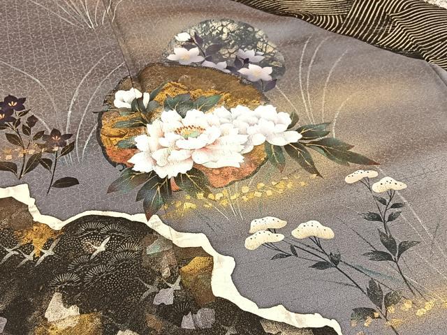 平和屋着物●訪問着 雪輪花文 暈し染め 金銀彩 正絹 逸品 BAAW5028hj