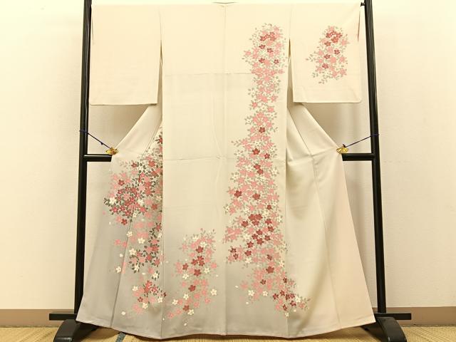 平和屋着物●訪問着 枝垂れ桜 暈し染め 金彩 正絹 逸品 BAAW5030hj