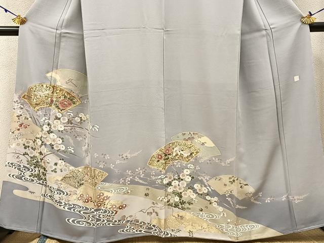 平和屋着物●豪華色留袖 駒刺繍 飛鶴地紙花文 暈し染め 金彩 正絹 逸品 未使用 BAAW5032hj
