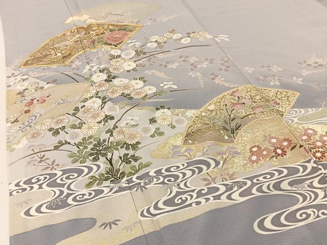 平和屋着物●豪華色留袖 駒刺繍 飛鶴地紙花文 暈し染め 金彩 正絹 逸品 未使用 BAAW5032hj