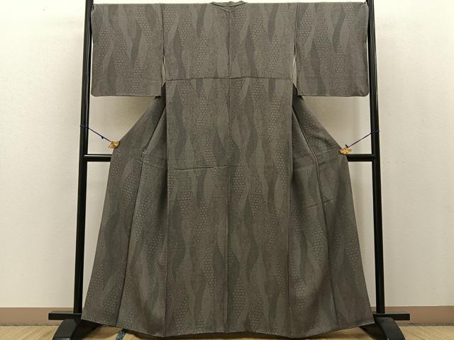 平和屋着物●江戸小紋 寄せ小紋柄 黒地 正絹 逸品 BAAW5036hj