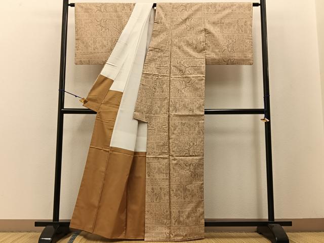 平和屋着物●本場大島紬 150亀甲 エジプト壁画文様 ますいわ屋扱い 正絹 逸品 BAAW5041hj