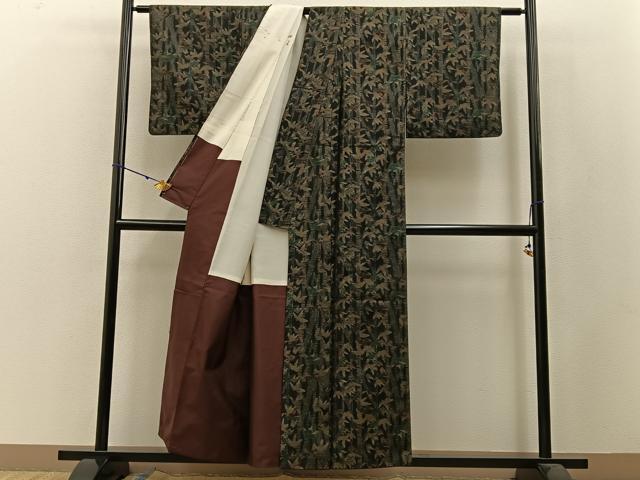 平和屋着物●本場大島紬 笹竹文 正絹 逸品 BAAW5047hj
